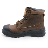 MAXITOUGH Chaussures de sécurité Crazy Horse en cuir pour hommes, semelle extérieure antidérapante en PU/PU, résistantes à la perforation, pour l'industrie pétrolière