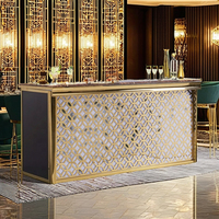 Comptoir de bar contemporain en acier inoxydable doré éclairage LED maison haute appartement restaurant fête salon comptoir de bar contemporain