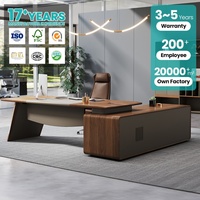 Bureau de direction extensible et convertible en bois massif de luxe, design moderne et créatif, avec bords biseautés, idéal pour le bureau.