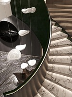 Escalier en colimaçon moderne et luxueux en marbre pour hôtel villa appartements haut de gamme Matériau en acier Verre Design intérieur élégant en marbre