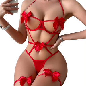 Set di Lingerie con Reggiseno a Coppa Bassa e Perizoma Sexy per Giovani Donne e <span class=keywords><strong>Ragazze</strong></span> Vendita Calda Fascia Rossa Taglia 10 Donna # Abbigliamento da uomo - Product Image 2