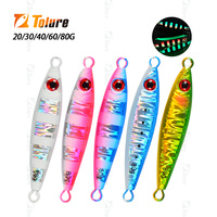 TOLURE umpan pancing logam, umpan memancing air asin peche 20g 30g 40g 60g 80g cepat jatuh lambat