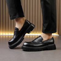 Mocassins de mode pour hommes et adolescents, à semelles épaisses, en PU, antidérapants, respirants, toutes saisons, à coupe basse, pour l'extérieur, style Bullock à bout large, Nouveauté CC