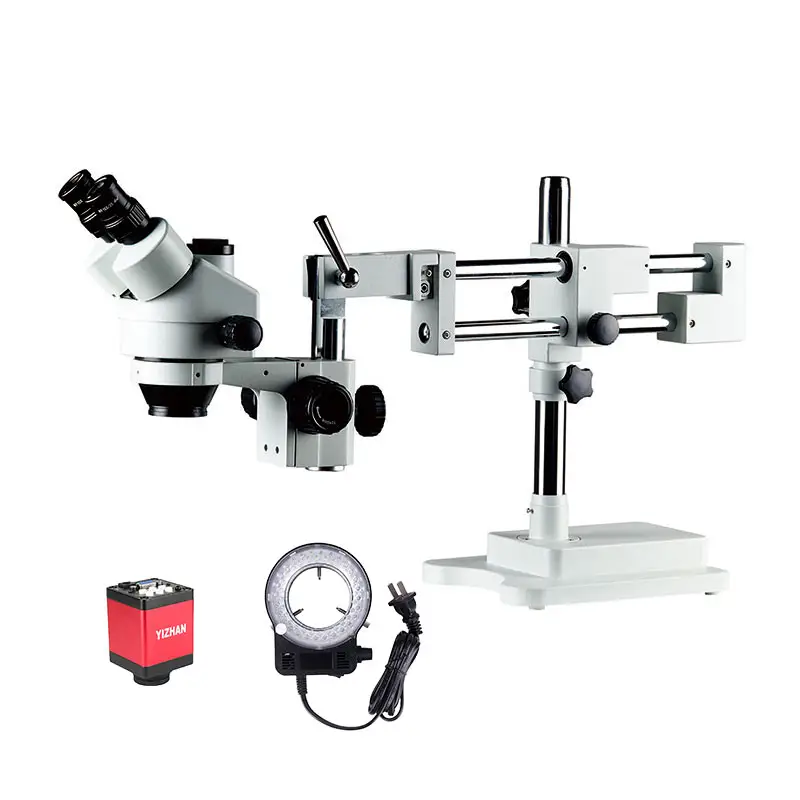 Pabrik Cina 7X-45X Kamera Hd 13MP Led Lampu Cincin Elektronik Perbaikan Mikroskop Digital Stereo Trinokular