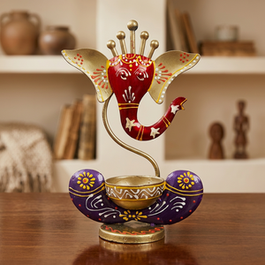 Porte-bougie en métal violet et or, support pour bougie chauffe-plat, lampe de table décorative, décoration d'intérieur, cadeau porte-bougie - Product Image 4