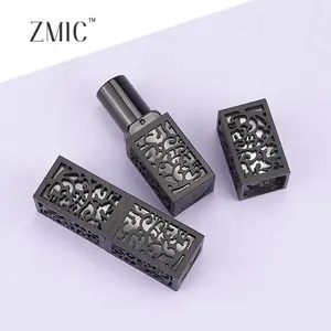 ZMIC lipstik label pribadi, kemasan kosmetik desain terukir persegi plastik tabung gaya wadah