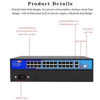 HUASTLINK Switch PoE Ethernet de Red CCTV de 4, 8, 16, 24 Puertos, 100Mbps, 1000Mbps, 48V, 10/100/1000M para Cámara IP