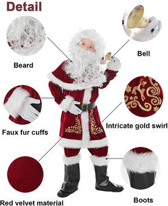 Fête de noël père noël <span class=keywords><strong>Costume</strong></span> <span class=keywords><strong>homme</strong></span> adulte Cosplay <span class=keywords><strong>Costume</strong></span> de noël rouge luxe velours fantaisie ensemble noël famille <span class=keywords><strong>Costume</strong></span> - Product Image 5
