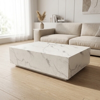 Commande en gros de tables basses contemporaines en papier 3D et MDF écologiques, personnalisables pour salon