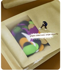 Bolsas de Papel Kraft con Cierre de Ocho Lados y Ventana Transparente, Bolsas para Alimentos con Base, para Envasar Nueces, Té y Aperitivos, con Logotipo Personalizado - Product Image 2
