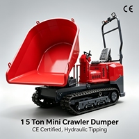 Mini-dumper sur chenilles 1,5 tonne à vendre, camion benne hydraulique à basculement, certifié CE EPA, idéal pour les chantiers de construction étroits