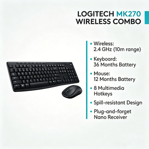 Combo <span class=keywords><strong>de</strong></span> <span class=keywords><strong>Teclado</strong></span> y Ratón Inalámbrico <span class=keywords><strong>Logitech</strong></span> MK270, 2.4GHz, Alcance <span class=keywords><strong>de</strong></span> 10m, Original para Oficina, Negocios, PC - Product Image 5