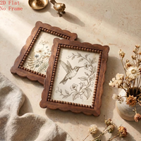Cadre photo en bois de noyer avec bordure perlée, style rustique vintage, pour bureau, cadre photo en bois avec bordure perlée