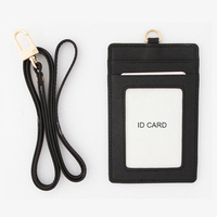 Tempat kartu ID Bisnis dompet lencana ID kulit Pu logo OEM merek kustom dengan tali leher kalung
