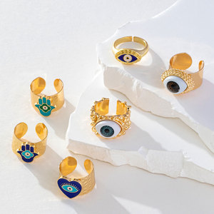 Fashion Gold Plated <b>Evil</b> <b>Eye</b> <b>Ring</b> Open Design For Party Unisex Jewelry - Product Image 1