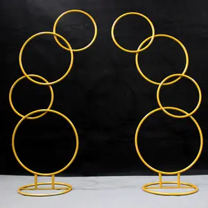 Großhandel Hoop Pillar Blumen ständer Metall Hochzeit Arch Tisch Herzstück für Ballon Boden Gang Dekor Display Bühnen hintergründe