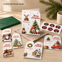 Cartes de Noël personnalisées en gros, feuilles d'autocollants découpés à la forme irrégulière, impression personnalisée pour les fêtes, OEM ODM