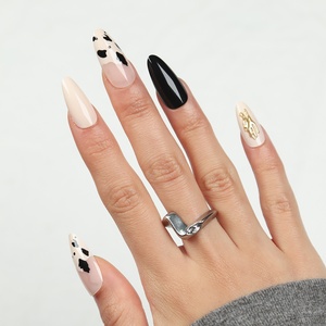 Venta al por mayor 3D Gold Cow Pattern Press-on <span class=keywords><strong>uñas</strong></span> postizas Material ABS puntas <span class=keywords><strong>de</strong></span> <span class=keywords><strong>uñas</strong></span> portátiles para los dedos - Product Image 1