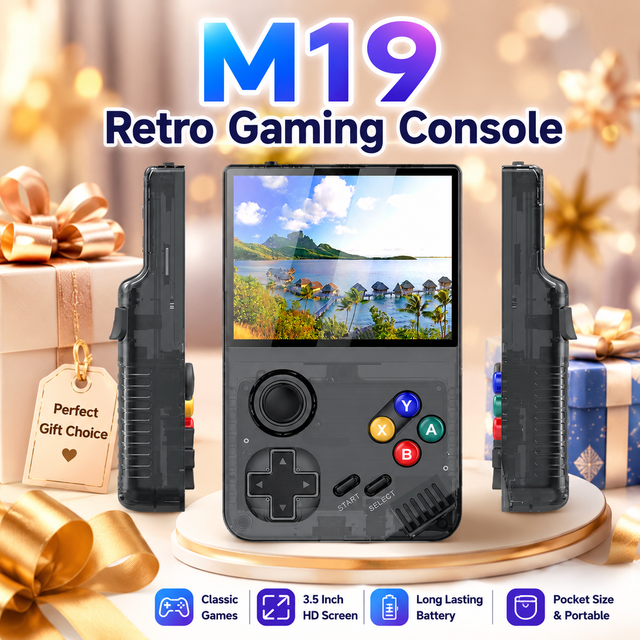 Handheld Game Console M19 HD Output Type-C Rechargeable Battery Mini Pocket Machine with 20000 Built-in Classic Games Ultra