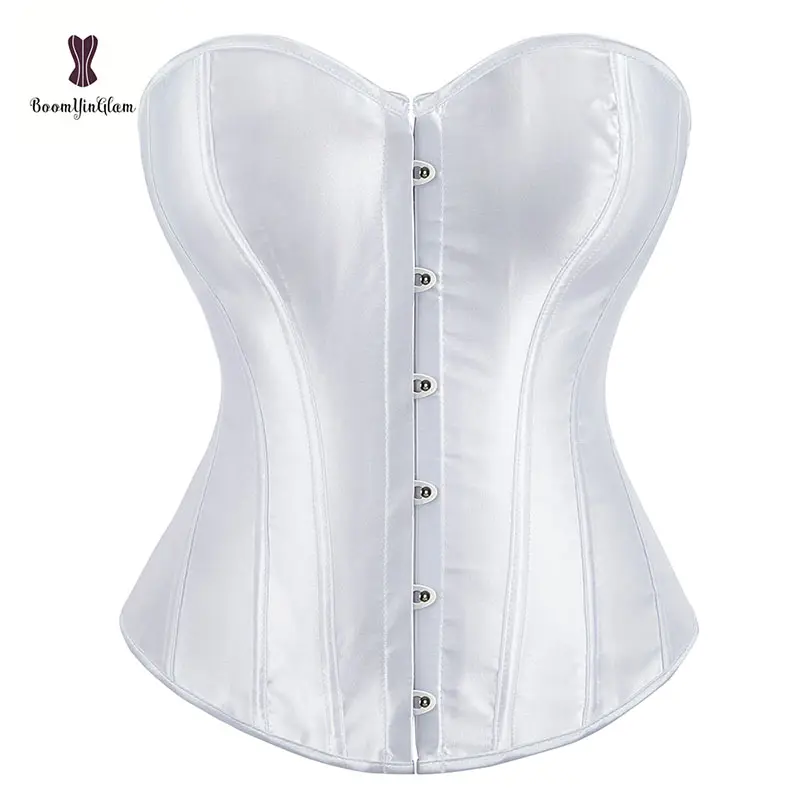 PlusขนาดSถึงXXXXXXLเซ็กซี่Elegant ClassicซาตินรัดตัวและBustiersแฟชั่นเปิดถ้วยCorset Topสำหรับงานแต่งงาน