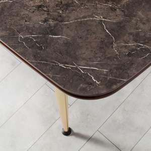 Table à manger de luxe Marmaris pour 6 personnes, design européen moderne, plateau en marbre, pieds en métal, meubles de maison stables - Product Image 2