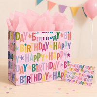 Set Tas Hadiah Tema Ulang Tahun Mewah Terlaris dengan Kartu Ucapan, Kertas Tisu, dan Pita untuk Kemasan Hadiah Ulang Tahun