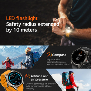 FT66 <span class=keywords><strong>GPS</strong></span> Smart Watch mit Kompass Taschenlampe 3ATM Wasserdichter 660mAh Akku 1,43 Zoll Amoled Display Sport Smartwatch für Männer - Product Image 3