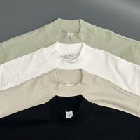 T-shirt Oversize en Coton Uni 280 g/m² Pro Club pour Hommes, T-shirt Lourd Personnalisé avec Col Montant et Impression en Relief pour Hommes