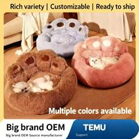 Vente chaude Lit pour animaux de compagnie en gros Luxe Fournisseur de produits pour animaux de compagnie avec logo personnalisé Lit en peluche pour chien et chat Lit pour animaux de compagnie en forme de patte