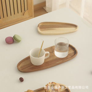 Solid Wood <b>Tray</b> Irregular Shape Acacia Wood Varnish Serving Plate For <b>Snacks</b> Tea Drinking Household Use - Product Image 2