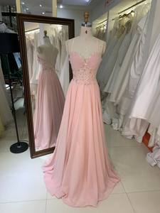 2026 Color Rosa A-Line vestido de baile hasta el suelo vestido de noche de fiesta flores bordadas con cordones en la espalda - Product Image 6