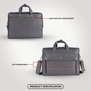Genuine Leather <b>Expandable</b> Laptop Bag for Men with Adjustable Strap - Fits Upto 16" Laptop/MacBook - 1 Year Warranty - Product Image 5