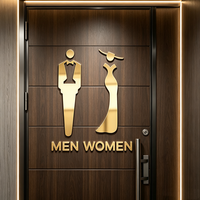 Plaque de porte de toilettes moderne en acrylique 3D personnalisée, miroir écologique, logo personnalisé, pour hôtel de luxe, bureau, hommes/femmes