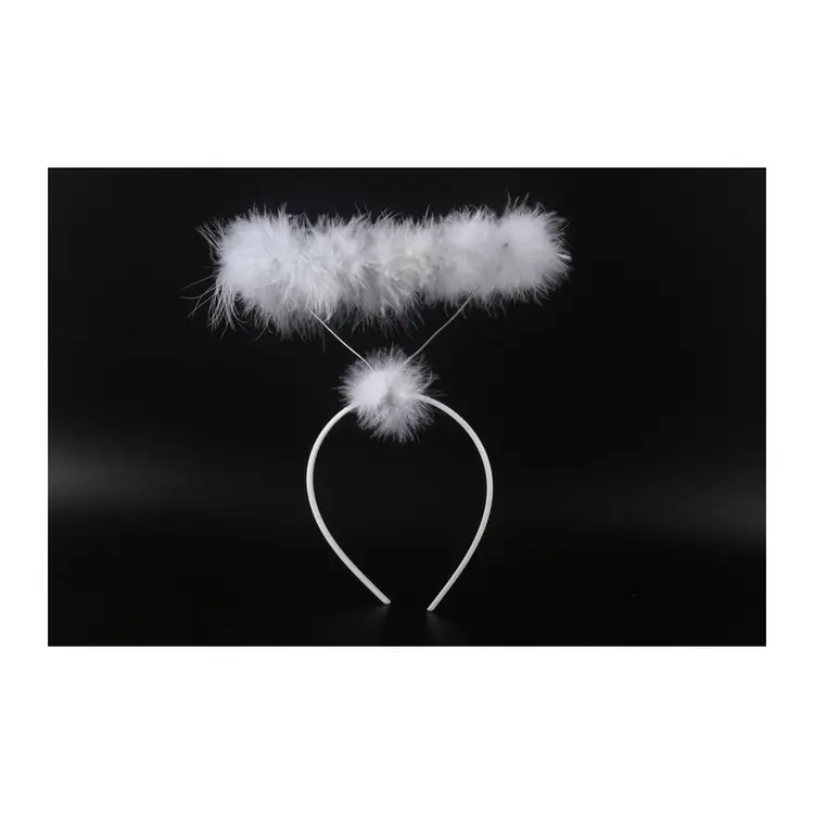 New Fashion Black And White Furry Angel Halo Headband Popular Halloween Party Christmas Hair Band
