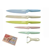 Sıcak Satış 6 adet yapışmaz Kaplama Paslanmaz Çelik Renkli Mutfak Bıçağı Seti