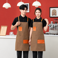Tablier de travail en toile sans manches, imperméable et durable, avec logo personnalisable pour le personnel des cafés, salons de thé et restaurants
