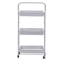 Étagère métallique de rangement mobile pour aliments, chariot utilitaire roulant à 3 niveaux, panier rotatif, chariot de cuisine avec roues
