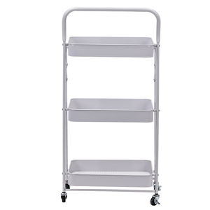 Étagère métallique de rangement mobile pour aliments, chariot utilitaire roulant à 3 niveaux, panier rotatif, chariot de cuisine avec roues - Product Image 6