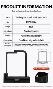 SENDE exclusif brevet pliant vélo u-lock facile à transporter vélo antivol pneu <span class=keywords><strong>porte</strong></span> gril fenêtre serrure Scooter vélo accessoires - Product Image 4