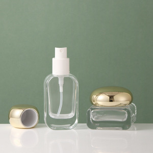 20ml 30ml 50ml 100ml 120ml 30g 50g 투명 유리 펌프 병 및 금색 뚜껑 용기 세트 (크림 용량) - Product Image 3