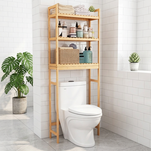Prodotti all'Ingrosso: Moderno <span class=keywords><strong>Scaffale</strong></span> da Bagno Universale in Bambù Naturale, Ripiano per WC, Scaffalatura per Toilette - Product Image 4