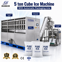 Machine industrielle entièrement automatique de fabrication de glaçons, 5 tonnes par jour, compresseur Emerson, composants centraux en acier inoxydable 304