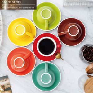 European Style Ceramic Coffee <b>Cup</b> Saucer Set 220CC <b>Large</b> Capacity White Rim Creative for Cappuccino Latte Frothing <b>Cup</b> - Product Image 1