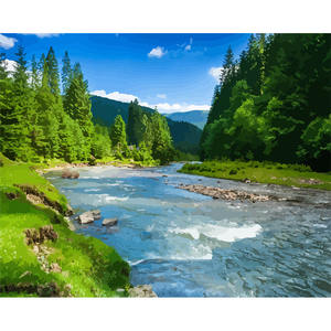 CHENISTORY DIY pintura al óleo dibujar por números Torre paisaje arte Lino lienzo caja <span class=keywords><strong>de</strong></span> Color impresión Digital clásico pintado a mano - Product Image 1