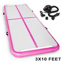 Tapis de tumbling 300x100x10cm vert rose, tapis de yoga, piste de tumbling, tapis de gymnastique gonflable