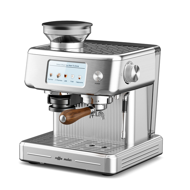Professional Automatic Espresso Coffee Machine with Grinder Stainless Steel 16-20 Bar Pump Pressure Hotel Use 2-Year Warranty