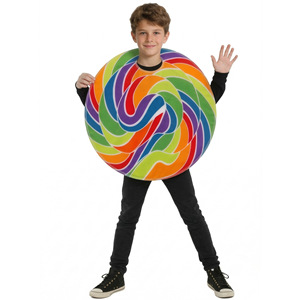 Disfraz Infantil de Piruleta Arcoíris, Body Negro, Talla 8-13 Años, Disfraz de Halloween, Juego de Roles con Temática de Dulces - Product Image 4
