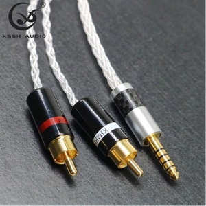Câble audio auxiliaire plaqué argent à 8 cœurs <span class=keywords><strong>HIFI</strong></span> 3.8mm de diamètre 4.4mm à 2 RCA Extension DIY/OEM Câble audio et vidéo personnalisable - Product Image 4