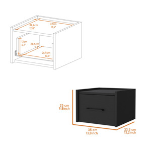 Elfrida Wall-Mounted Nightstand Single Drawer Spacious Top <b>Shelf</b> <b>Bedroom</b> Storage - Product Image 3