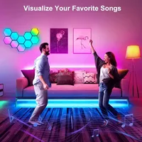 Smart Hexagone LED Appliques Murales RGBIC Panneaux avec App Télécommande Synchronisation de Musique Alimenté par USB Changement de Couleur pour Chambre de Jeu DIY